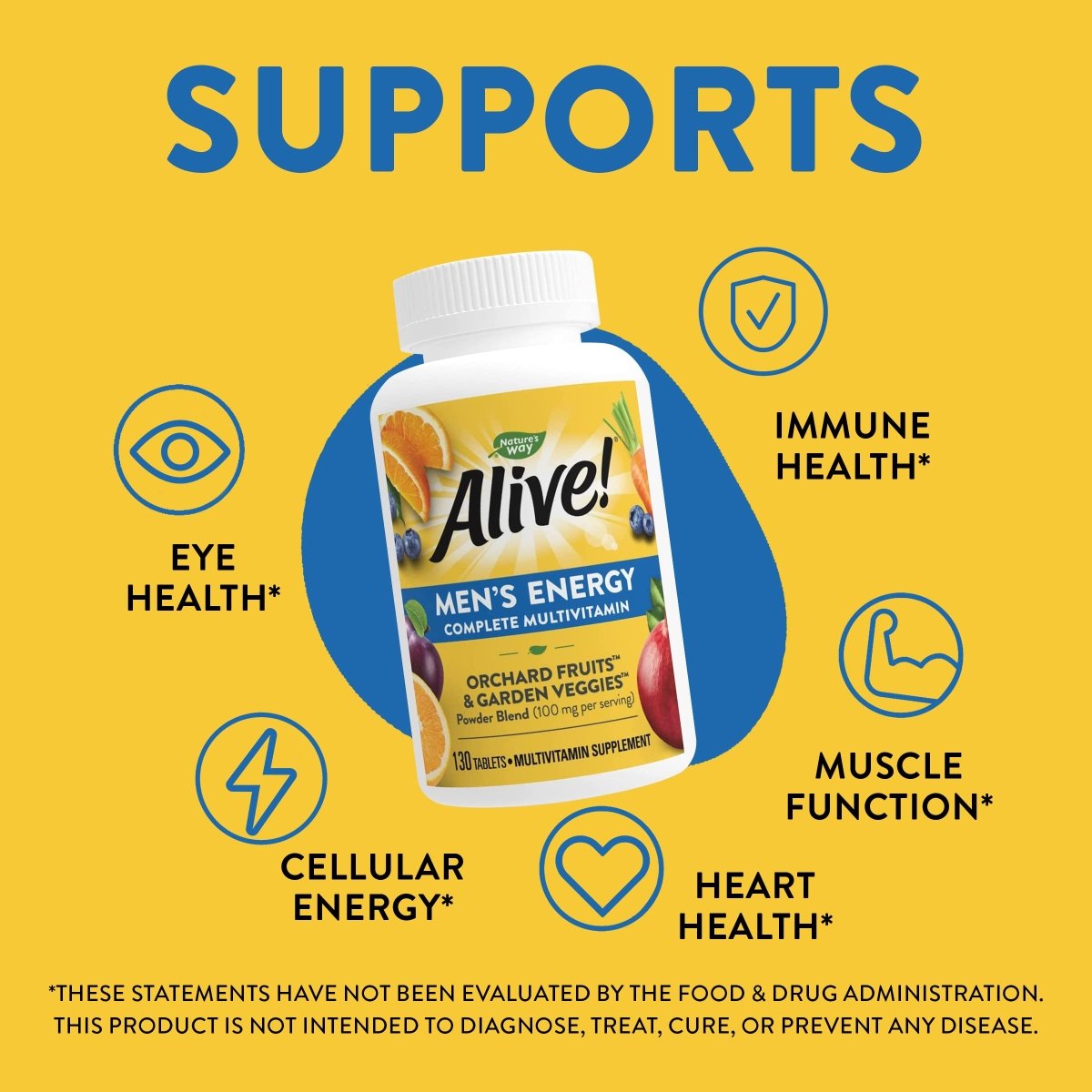 Nature's Way Alive! Complete Energy Multivitamin for Men, with High Potency B-Vitamins, Supports Cellular Energy, 130 Tablets