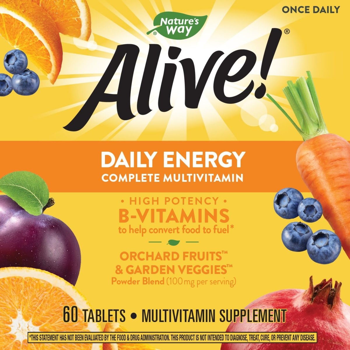 Nature's Way Alive! Daily Energy Multivitamin 22 Vitamins and Minerals 60 Tablets