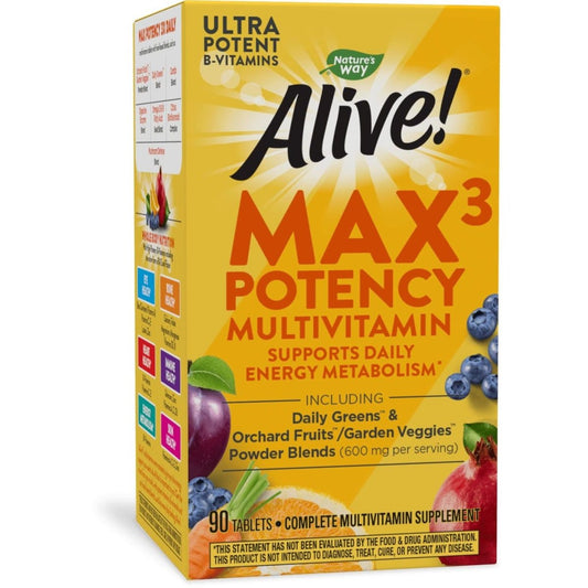Nature's Way Alive! Max3 Potency Multivitamin, High Potency Antioxidants & B-vitamins to Support Daily Energy Metabolism, 90 Tablets