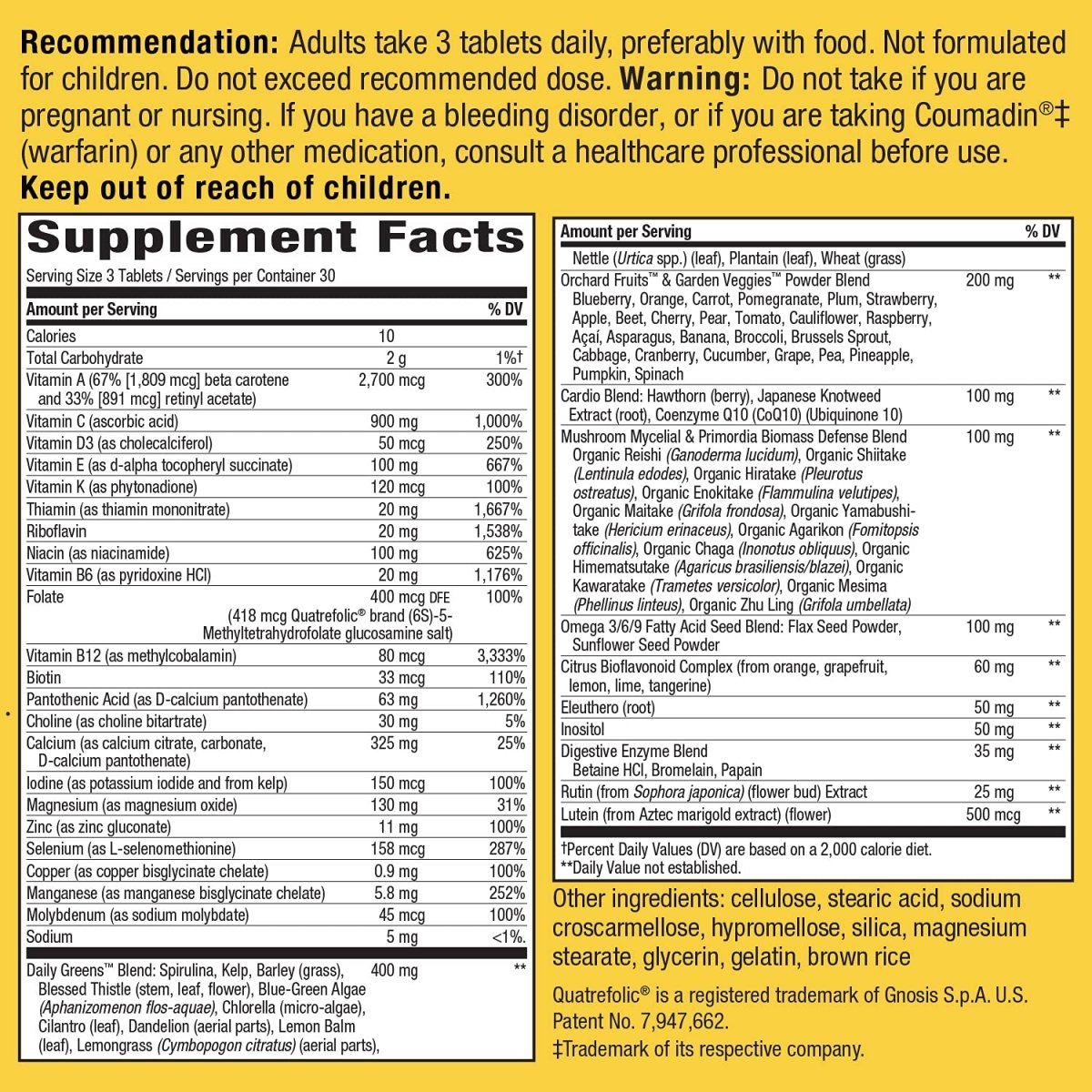 Nature's Way Alive! Max3 Potency Multivitamin, Support Daily Energy Metabolism, No Added Iron, 90 Tablets