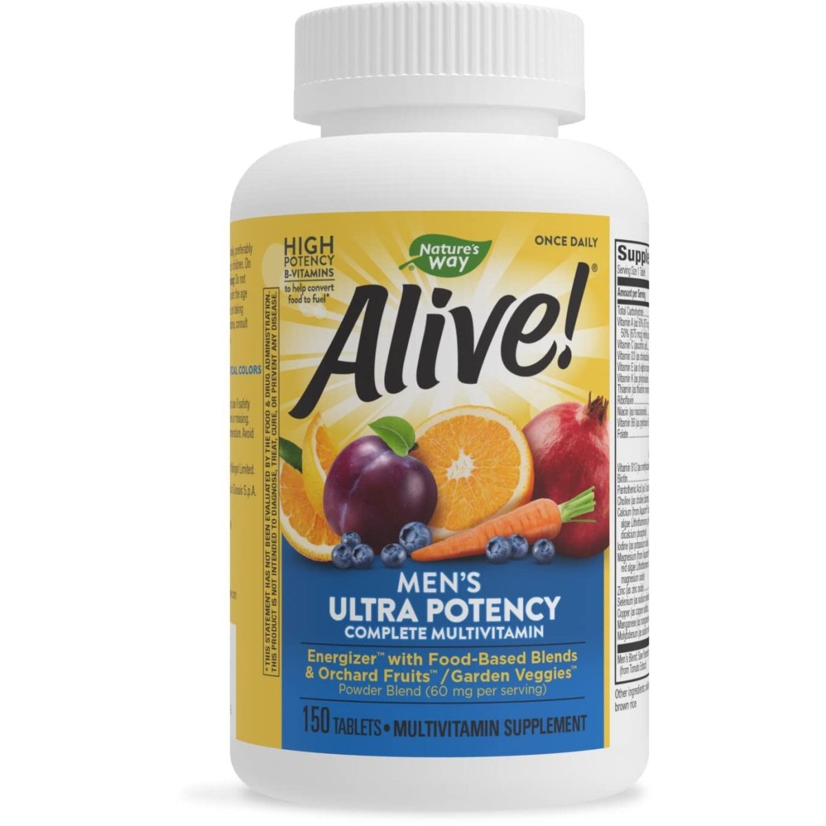 Nature's Way Alive! Men's Ultra Potency Complete Multivitamin, High Potency B-Vitamins, Energy Metabolism, 150 Tablets