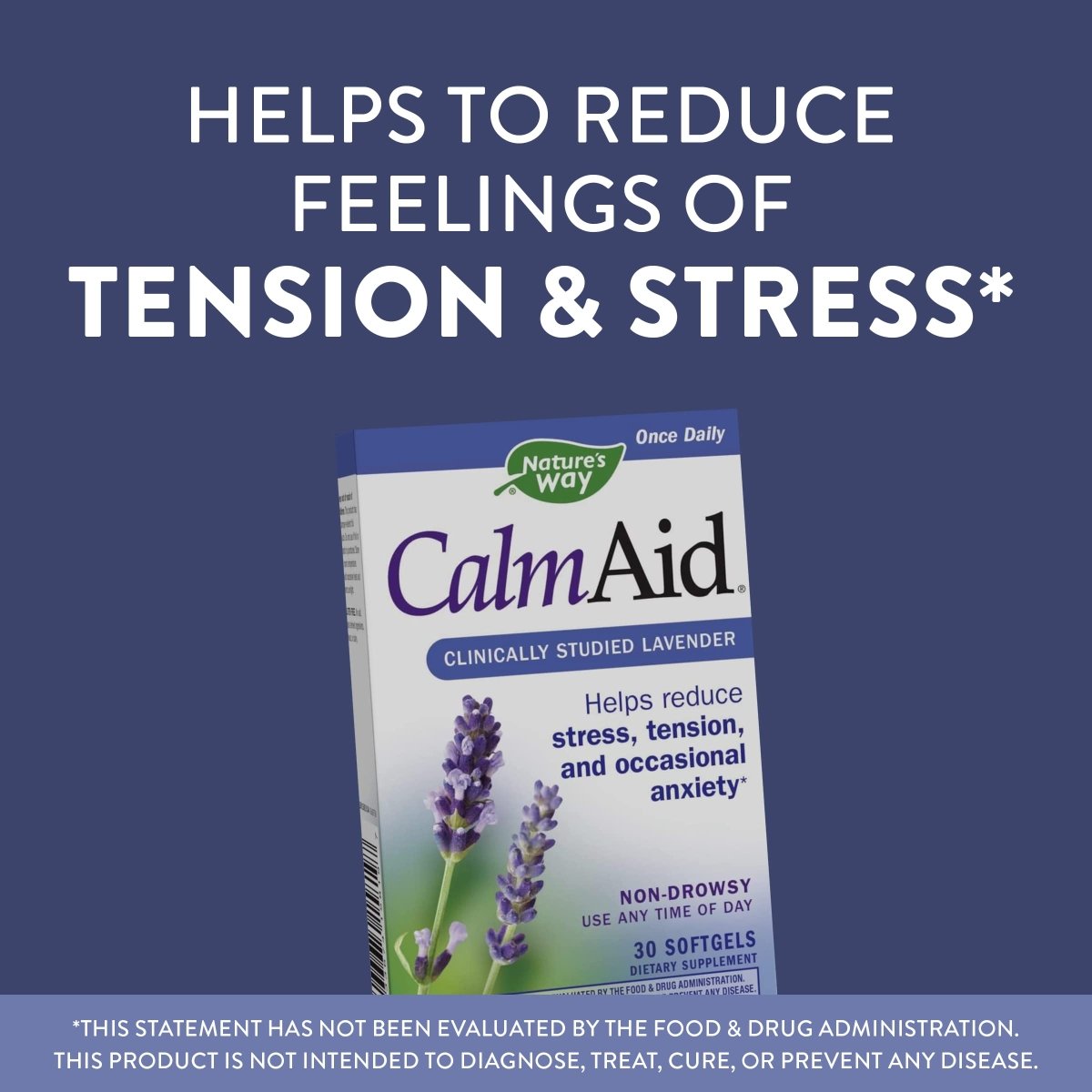 Nature's Way CalmAid, Non-Drowsy, Clinically Studied Lavender Supplement Helps Reduce Tension/Stress