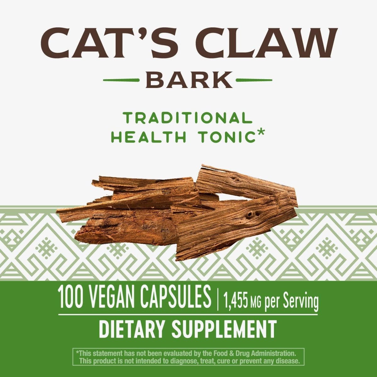 Nature's Way Cat's Claw Bark, Traditional Health Tonic, 1,455mg per serving, 100 Capsules