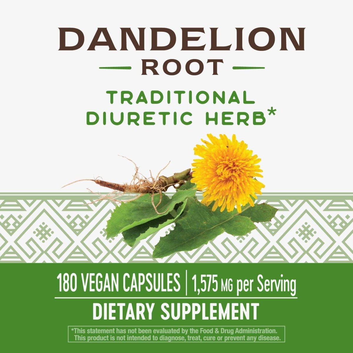 Nature's Way Dandelion Root Diuretic Herb 525 mg per Capsule Non-GMO Project Verified Gluten Free Vegan 180 Count