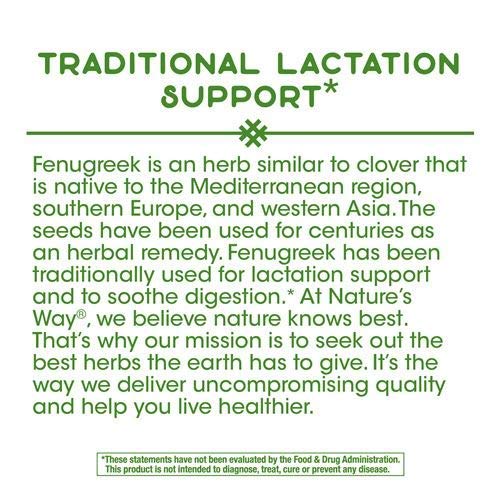 Nature's Way Fenugreek Seed, Traditional Lactation Support, Non-GMO Project Verified, 100 Capsules