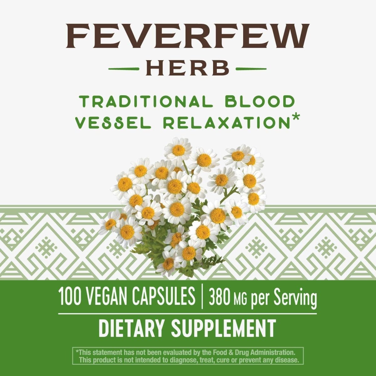 Nature's Way Feverfew Herb, Traditional Blood Vessel Relaxation, 380 mg, 100 Vegan Capsules