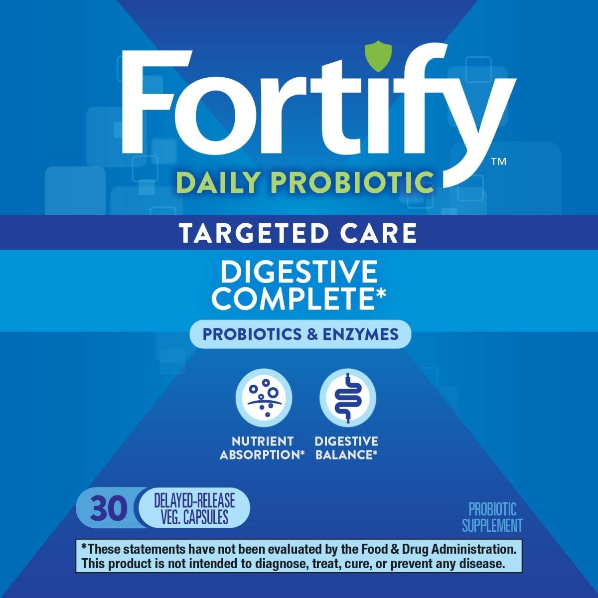 Nature's Way Fortify Daily Probiotic and Enzymes, Digestive Health Complete Targeted Care for Men and Women, 30 Vegan Capsules