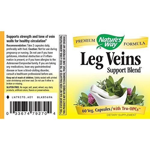 Nature's Way Leg Veins Support Blend; with 6-Herb Blend; Vegan; 60 Vegan Capsules (Pack of 3)