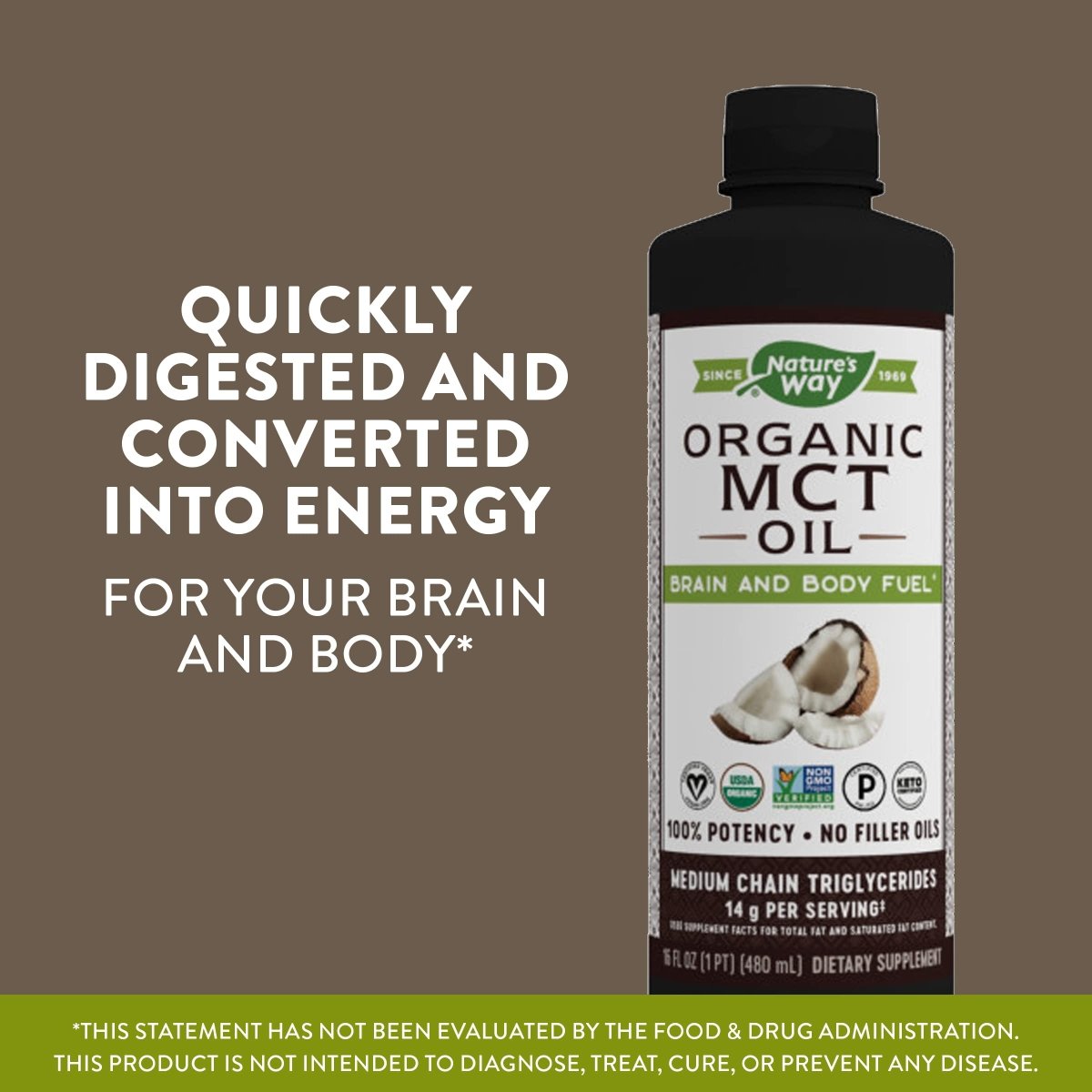 Nature's Way MCT Oil - Brain and Body Fuel from Coconuts 16 oz