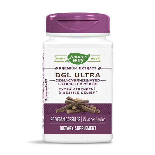 Nature's Way Premium Extract DGL Ultra Extra Strength Digestive Relief, 90 Capsules