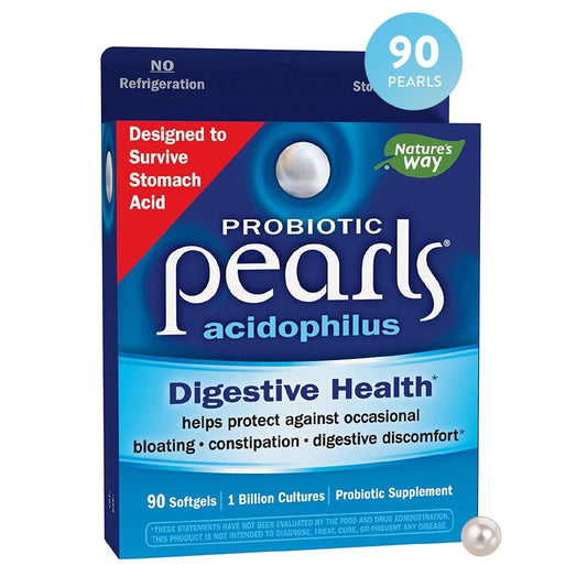 Nature's Way Probiotic Pearls Acidophilus, Digestive and Immune Health Support for Women and Men, Protects Against Occasional Constipation and Bloating, 90 Softgels