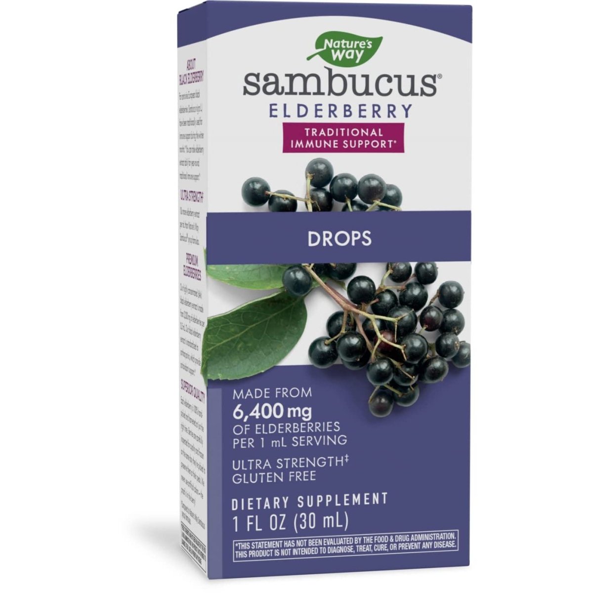 Nature's Way Sambucus Elderberry Drops with Ultra Strength Elderberry, Immune Support, Made from 6400mg of Elderberries per 1 mL, 1 Fl. Oz.