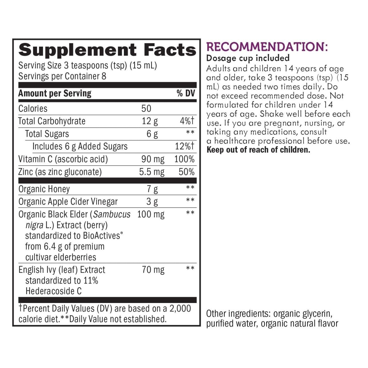 Nature's Way Sambucus HoneyBerry Cough Syrup with Black Elderberry Extract & Organic Honey, Immune Support, 4 Fl. Oz