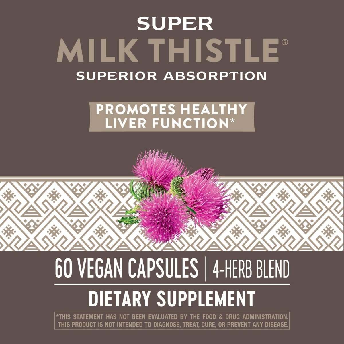 Nature's Way Super Milk Thistle Promotes Healthy Liver Function 4-Herb Blend Vegan 60 Capsules