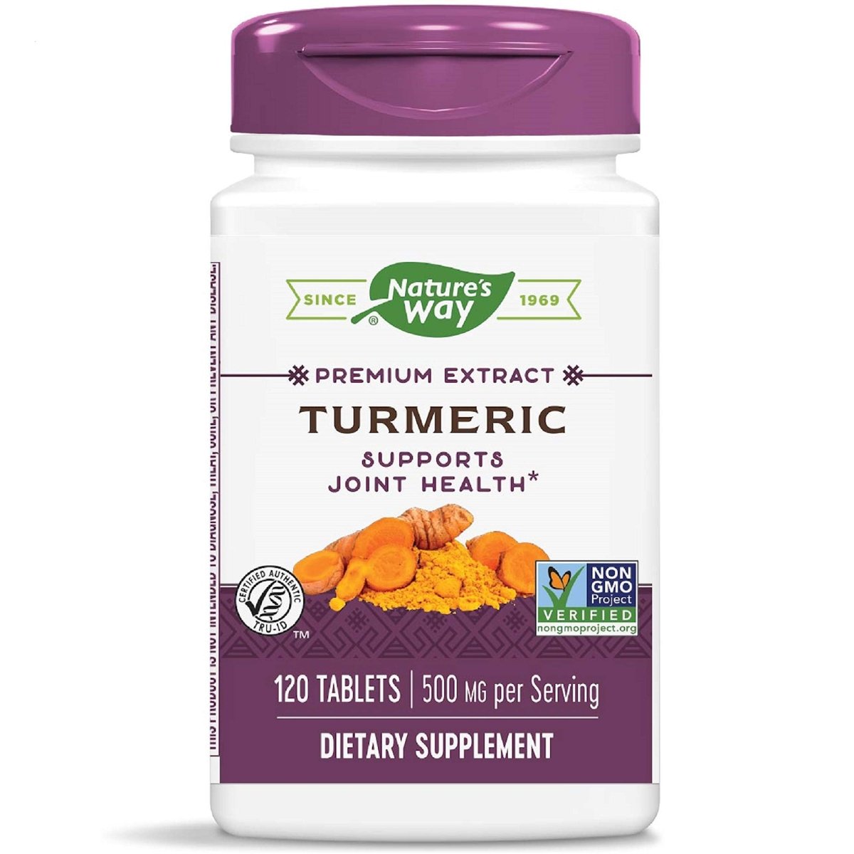 Nature's Way Turmeric Premium Extract Supports Joint Health Non-GMO Project Verified 500mg per Serving 120 Tablets