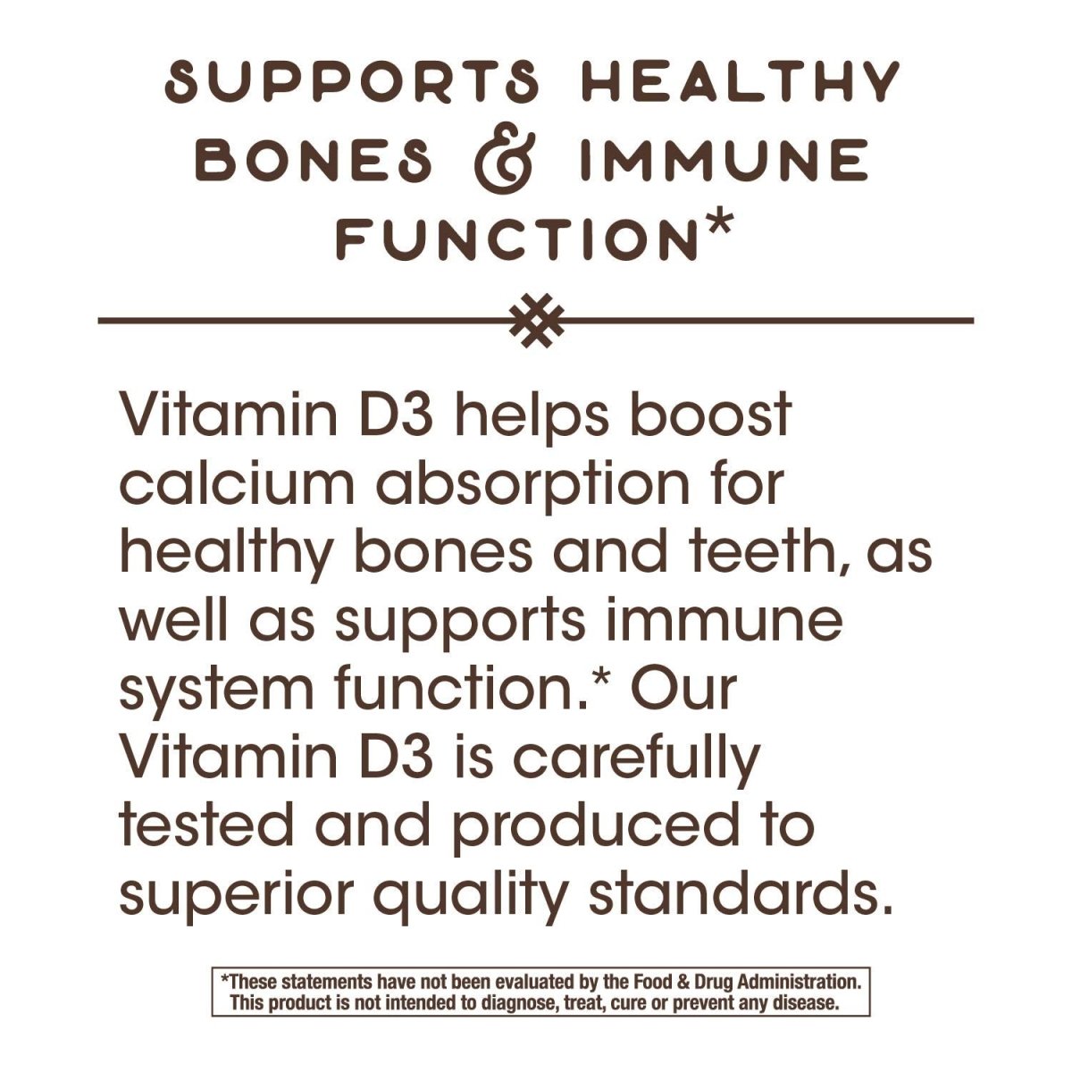 Nature's Way Vitamin D3 Dry Form, Supports Healthy Bones and Immune Function, 10mcg Per Serving, 100 Capsules
