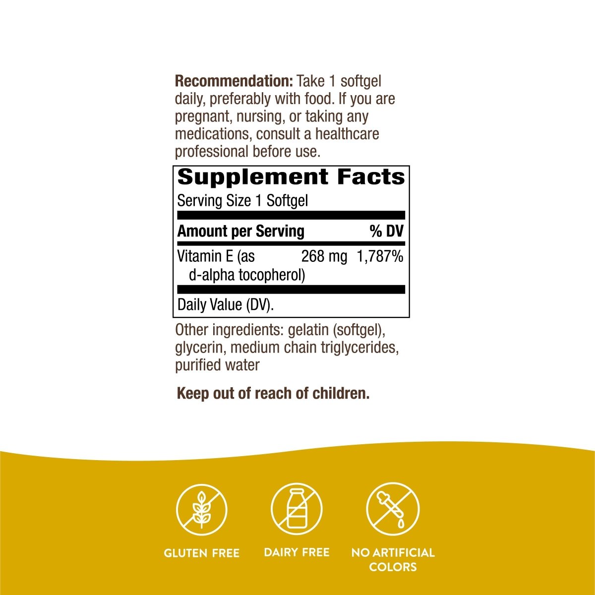 Nature's Way Vitamin E D-Alpha Tocopherol 100 SG