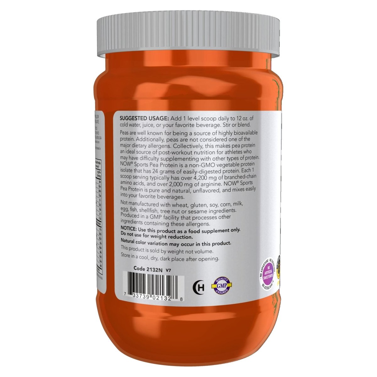 Now Sports Pea Protein Pure Unflavored Powder 12 oz - 2132