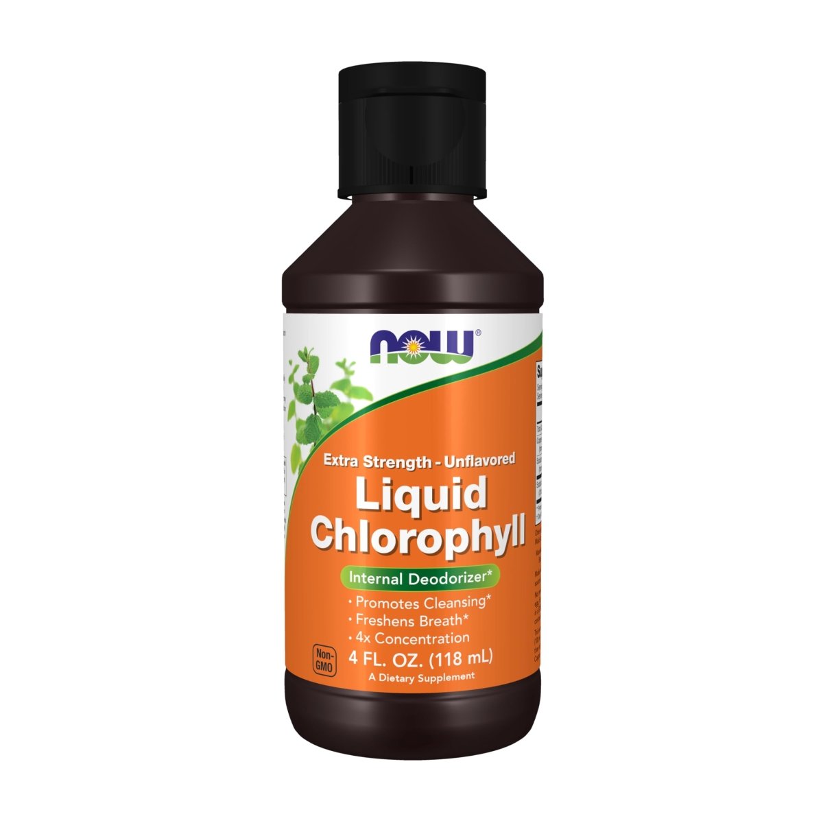 NOW Supplements, Extra Strength Liquid Chlorophyll, Unflavored, Internal Deodorizer, Promotes Cleansing, Freshens Breath, 4X Concentration, 4 FL. OZ. (118 mL)