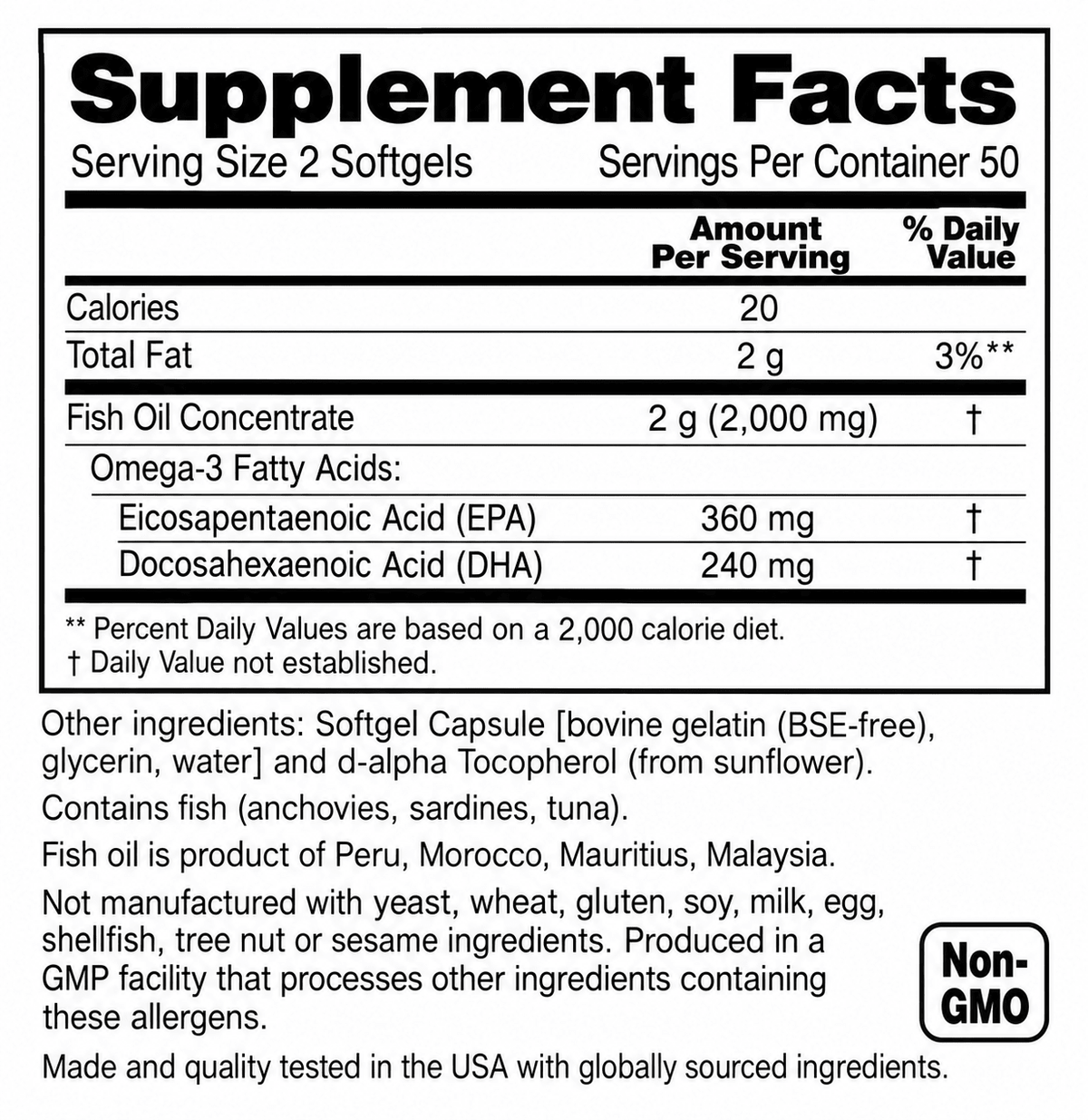 Penta Vitals Omega-3 Fish Oil 1000mg – EPA & DHA | 100 Softgels