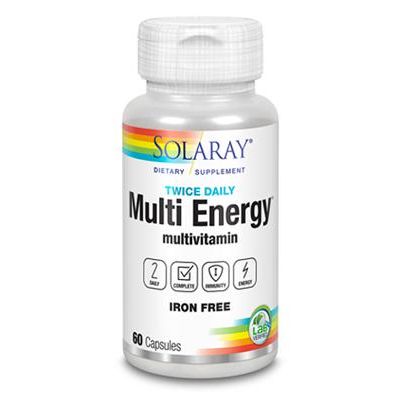 Solaray Twice Daily Multi Energy Multivitamin, Iron Free