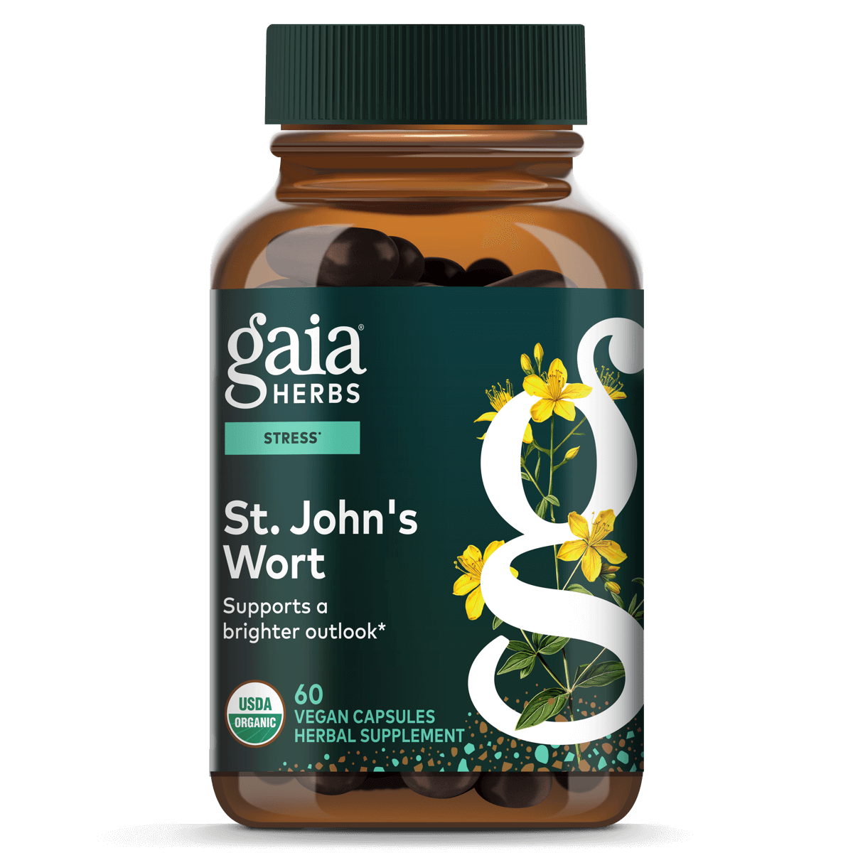 Gaia Herbs St. John's Wort - Natural Stress Support Supplement to Help Maintain Positive Health - 60 Vegan Liquid Phyto-Capsules (20-Day Supply)