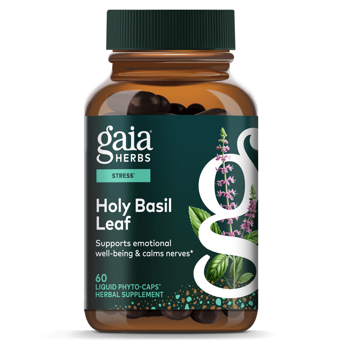 Gaia Herbs Pro Holy Basil Leaf - Stress Support Supplement with Holy Basil - 60 Liquid Phyto-Caps