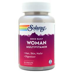 Solaray Once Daily Woman Multivitamin with Iron, Women's Multivitamin with Hair, Skin & Nails Blend, Enzyme Blend & Whole Food Base, Healthy Energy, Immune & Digestion Support, 90 Servings, 90 VegCaps