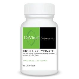 DaVinci Labs Iron Bis-Glycinate - Iron Supplement for Women or Men - Gluten-Free - 60 Vegetarian Capsules