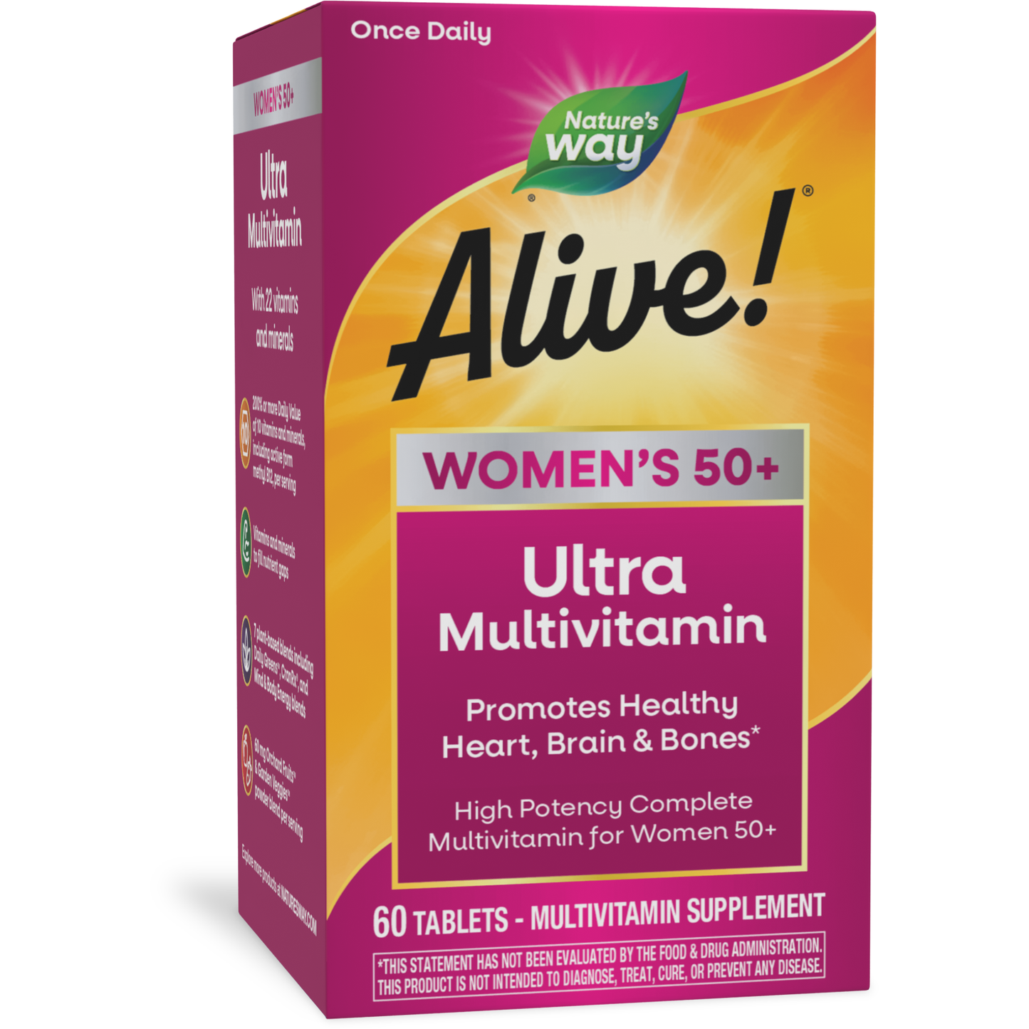 Nature's Way Alive! Once Daily Women 50+ Once Daily Men 50+ Ultra Potency Multivitamin Dietary Supplement (60 Tablets) 1 Bottle of Each Total 2 Bottles
