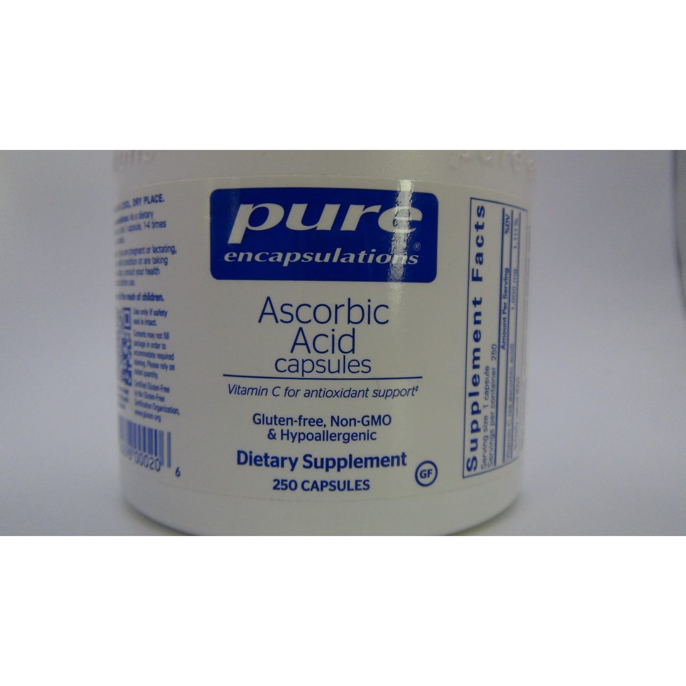 Pure Encapsulations Asorbic Acid Capsules 250 Capsules