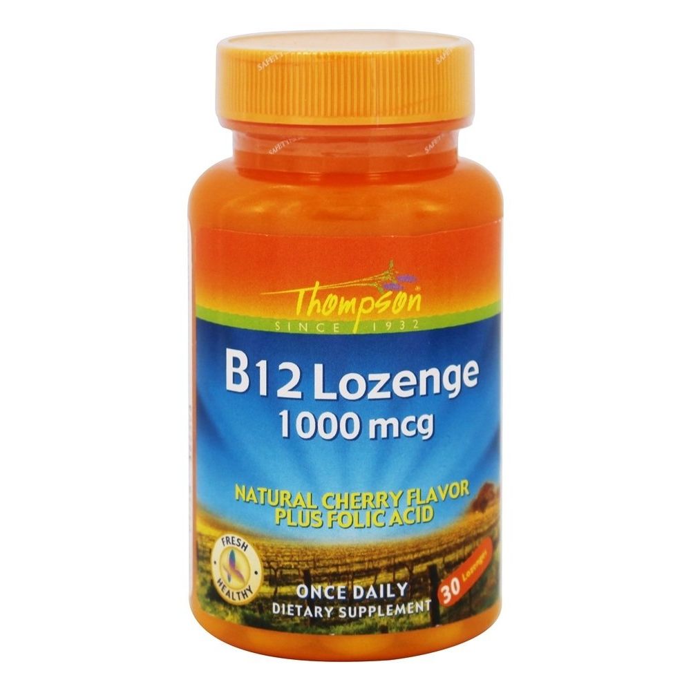 Thompson B 12 + Folic Acid Cherry Flavor 30 Lozenges