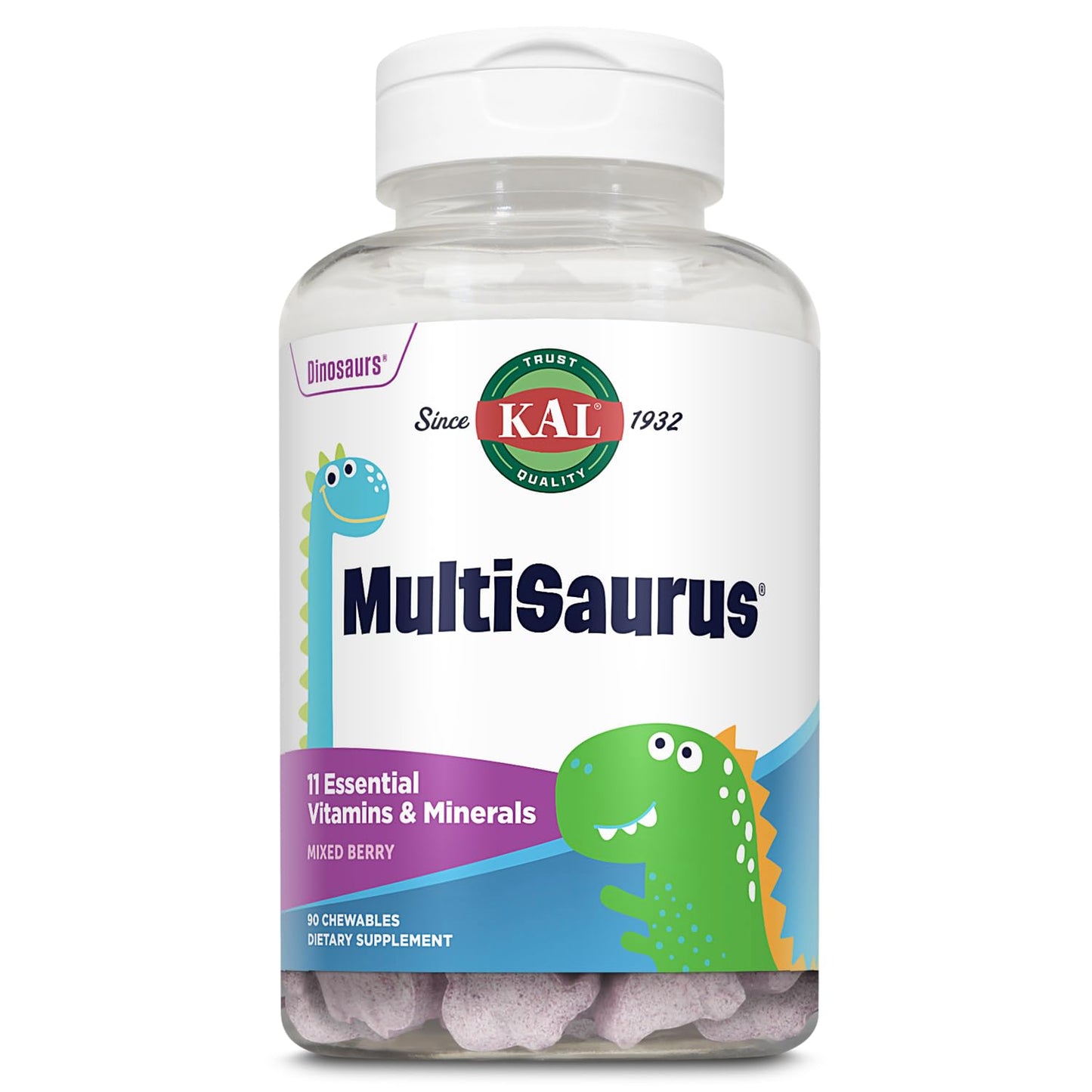 Kal - Dinosaurs Multisaurus Vitamins & Minerals Mixed Berry - 90 Chewable Tablets PN