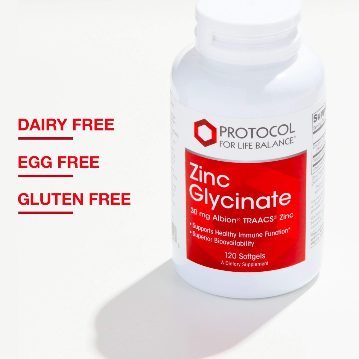 Protocol Zinc Glycinate 30mg - Zinc Glycinate Supplement - Immune System Support - Keto Friendly & Dairy Free - 120 Softgels