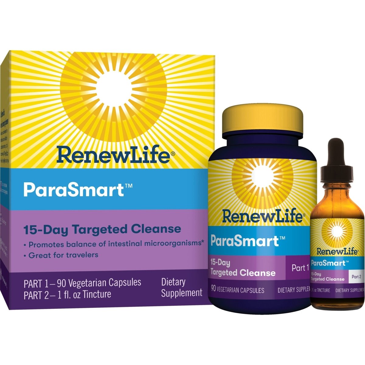 Renew Life Adult Cleanse - Microbial Cleanse & Detox, Supports Balance of Intestinal Microorganisms- 2-Part 15-Day Program, Gluten, Dairy & Soy Free, Vegetarian, 90 Capsules & 1 Fl. Oz. Tincture