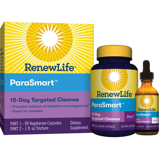 Renew Life Adult Cleanse - Microbial Cleanse & Detox, Supports Balance of Intestinal Microorganisms- 2-Part 15-Day Program, Gluten, Dairy & Soy Free, Vegetarian, 90 Capsules & 1 Fl. Oz. Tincture
