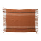Brushed Orange Acrylic & New Zealand Wool Throw Blanket with Stripes & Fringe