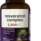 Resveratrol 2900mg Complex 240 Capsules | Glutathione, Pomegranate & Quercetin