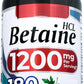 Betaine HCl 1,200mg – 180 Caps | Betaine Hydrochloride | Stomach Acid & Protein Digestion Support | Non-GMO, Gluten Free