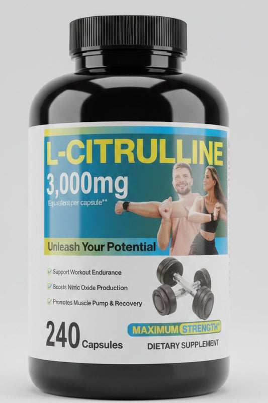 L-Citrulline 3,000mg – 240 Caps | Free Form Amino Acid | Nitric Oxide & Performance Support