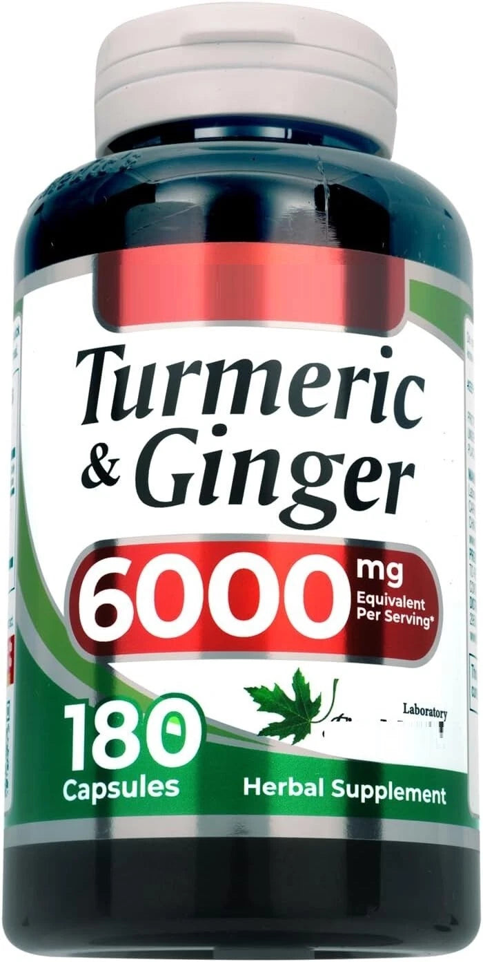 Turmeric Curcumin & Ginger 6,000mg – 180 Caps | Joint Pain, Anti-Inflammatory & Antioxidant Support