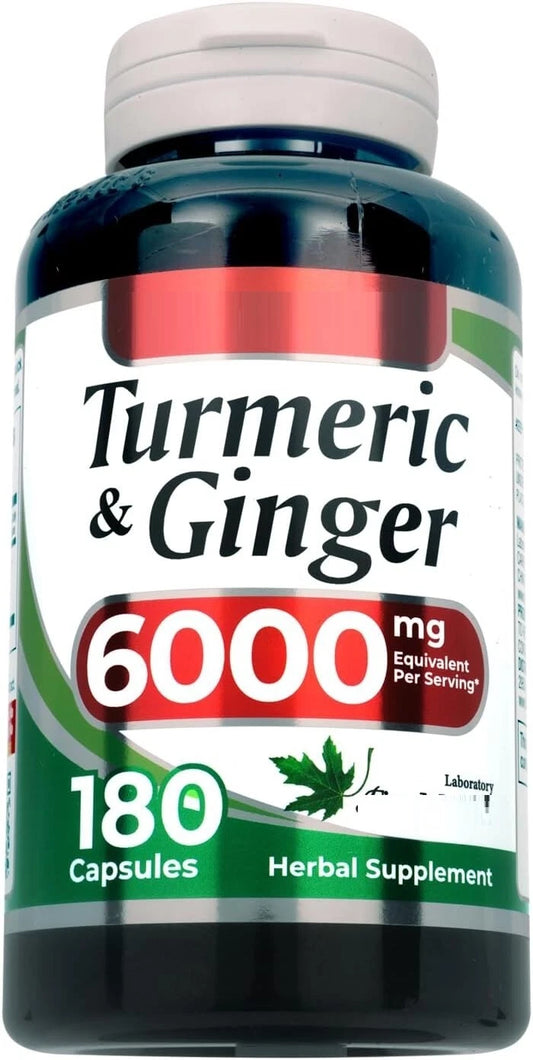 Turmeric Curcumin & Ginger 6,000mg – 180 Caps | Joint Pain, Anti-Inflammatory & Antioxidant Support