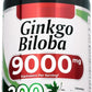 Ginkgo Biloba 9000mg 200 Capsules | No Preservatives Gluten Free | Memory Focus & Circulation Support