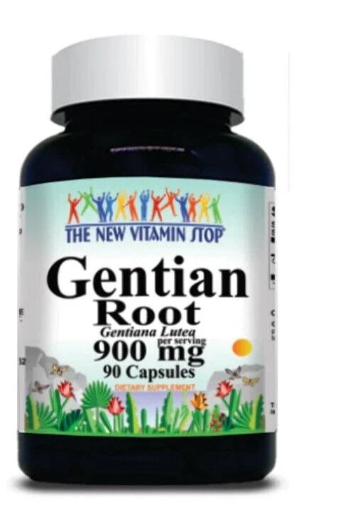 Gentian Root 900mg | Gentiana Lutea | Digestive & Anti-Inflammatory Herbal Support | 90 Capsules