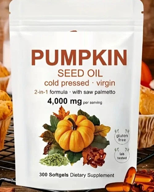 Pumpkin Seed Oil & Saw Palmetto 4000mg – 300 Softgels | Cold-Pressed Virgin Oil with Phytosterols