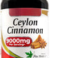 Ceylon Cinnamon 9000mg | True Cinnamon 15:1 Extract | Blood Sugar & Antioxidant Support | 180 Capsules | Non-GMO, Gluten Free