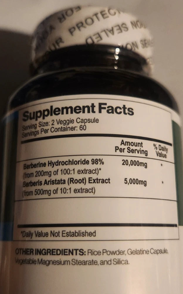 Berberine 25000mg (10:1 Extract) | 120 Capsules | Berberis Aristata + Berberine HCL | Nutriment Boutique