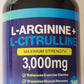 L-Arginine 1000mg L-Citrulline 2000mg 240Caps Amino Acid Non GMO/Gluten Free