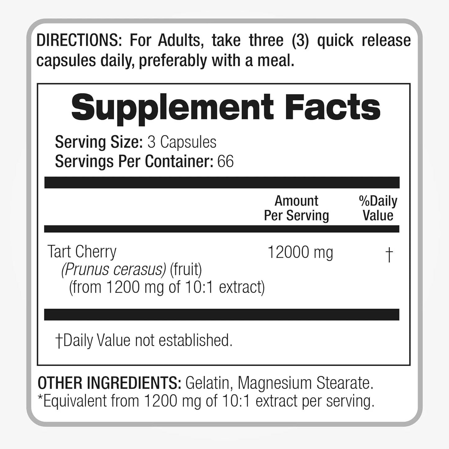 Tart Cherry Extract 12000mg – 200 Veg Capsules | Antioxidant, Uric Acid & Sleep Support