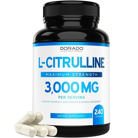L-Citrulline 3000mg 240 Capsules GMP Certified & Non-GMO Free Form Amino